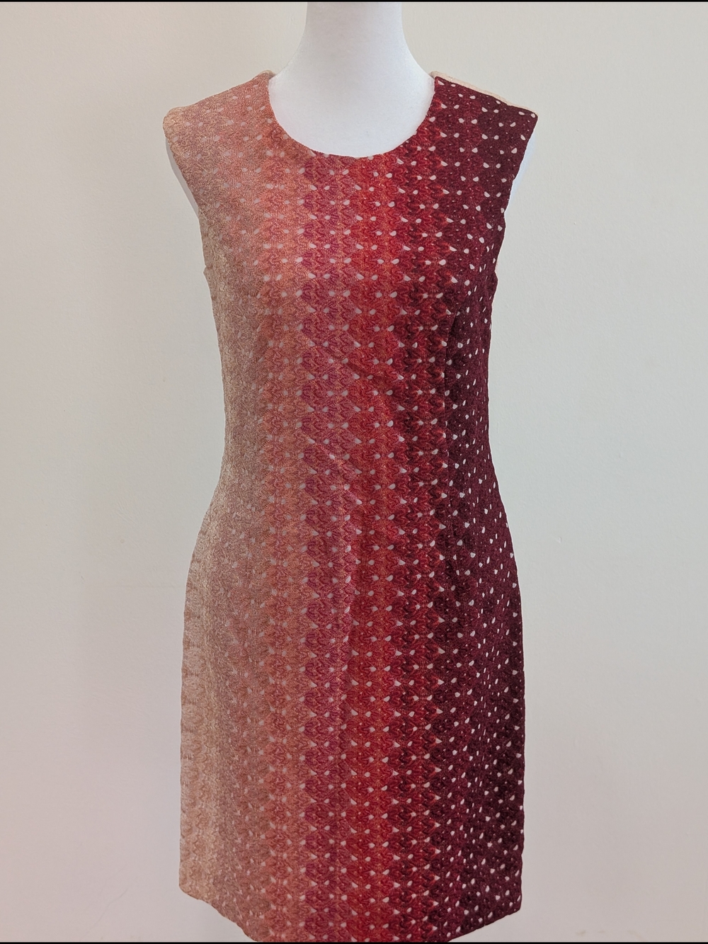 MISSONI sleeveless Ombre Red Shift Dress size IT 40 (US4)